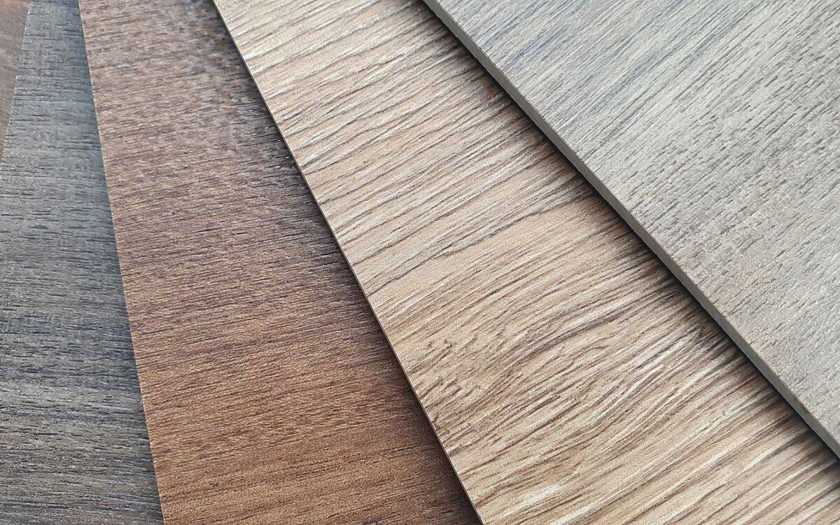 Assorted wood-look SPC plank flooring samples